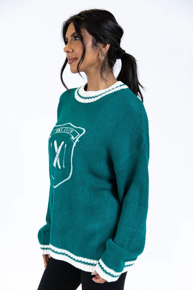 Ski Club Green and Ivory Embroidered Sweater FINAL SALE - Terpint