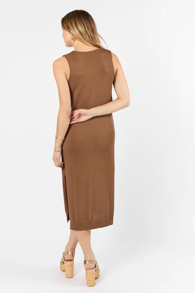 Endless Coastline Chocolate Knit Sweater Dress FINAL SALE - Terpint