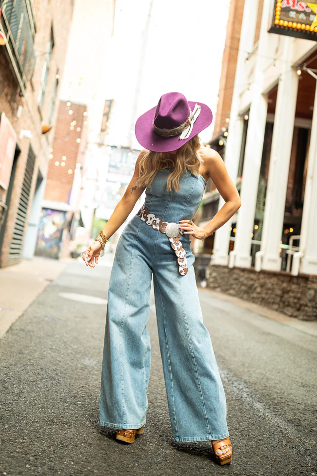 Nashville Nights Corset Denim Jumpsuit Just Classically Cassidy X Pink Lily - Terpint
