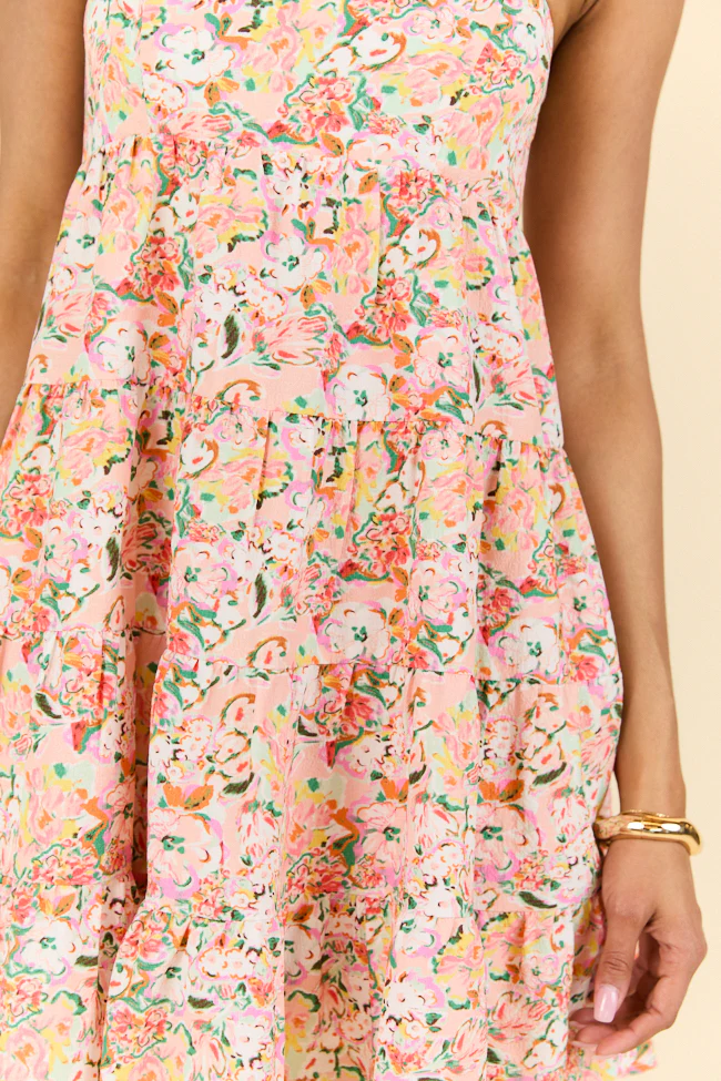 Sweet Thing Strapless Pink and Peach Printed Mini Dress SALE - Terpint