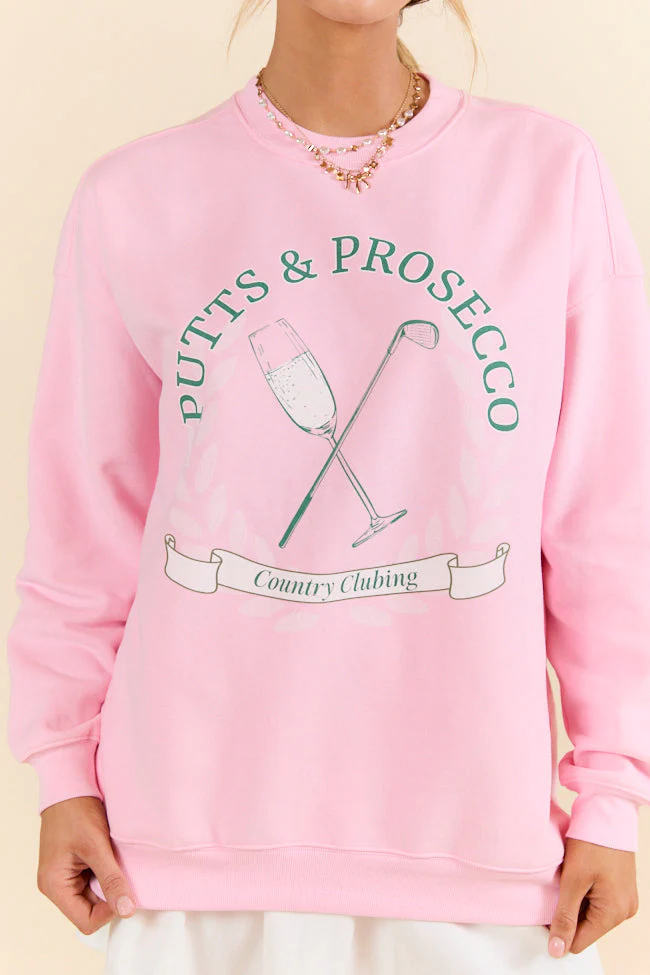 Putts & Prosecco Light Pink Graphic Sweatshirt - Terpint