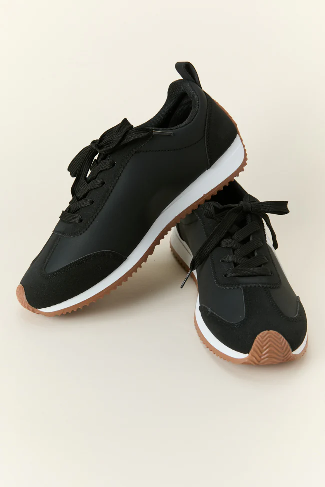 Madeline Black Stripe Sneakers SALE - Terpint