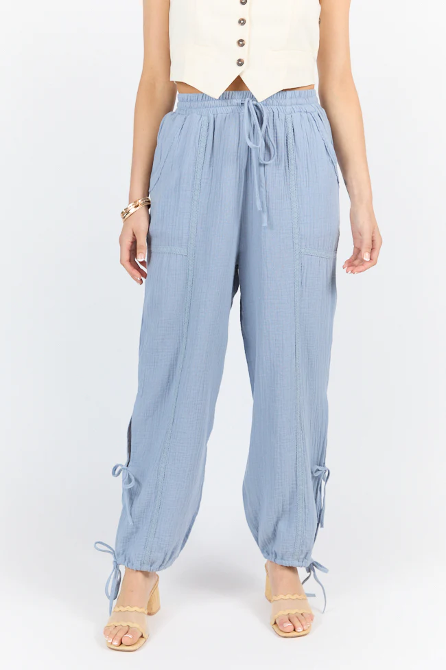 Sky High Blue Gauze Harem Pull On Pants FINAL SALE - Terpint