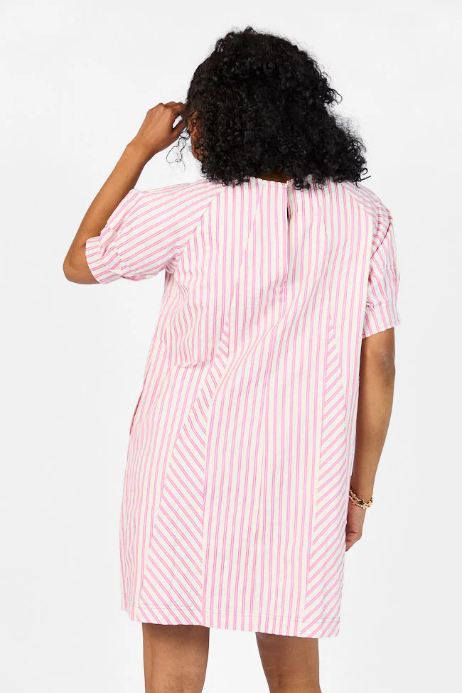 Set Free Pink Striped Panel Mini Dress SALE - Terpint