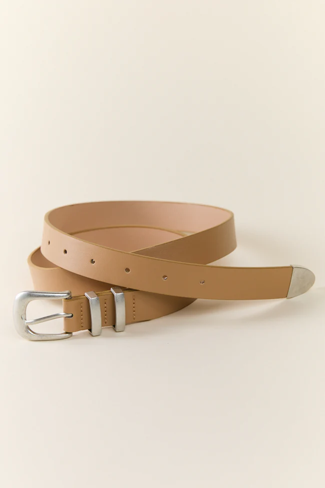 Basic Silver Buckle Tan Belt - Terpint