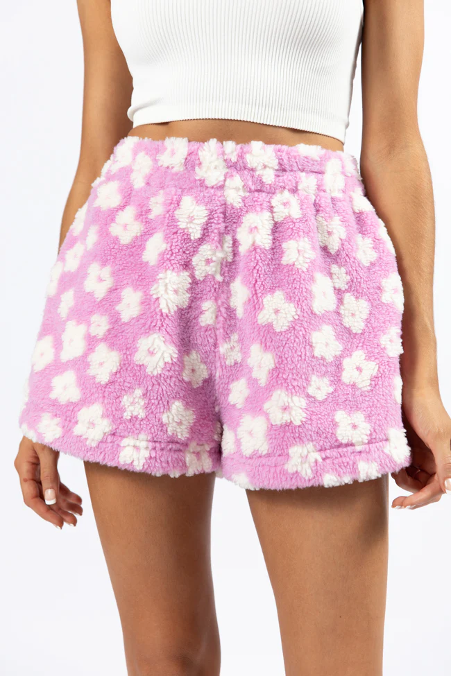 Front Runner Purple Floral Sherpa Pull On Shorts FINAL SALE - Terpint