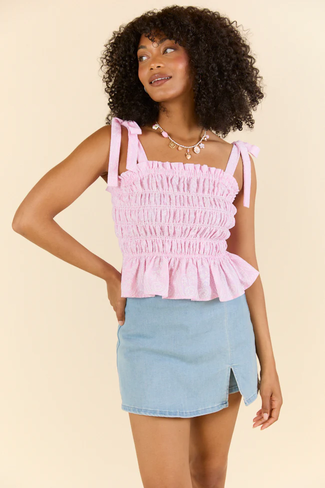 Pink Meadows Floral Cinched Tie Strap Tank FINAL SALE - Terpint