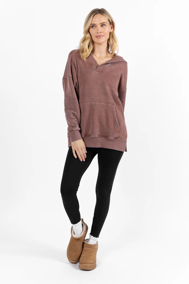 Ways To Go Brown Acid Wash Oversized Hoodie FINAL SALE - Terpint