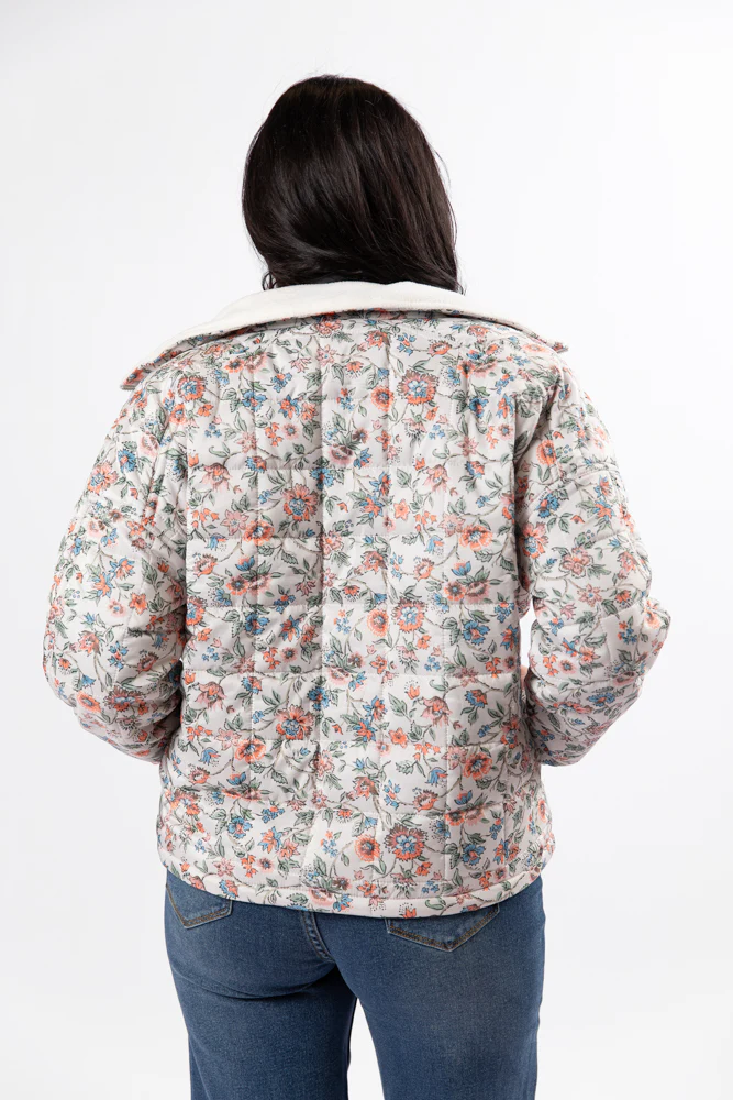 Vail Valley Pink Ivory Multi Floral Quilted Zip Up Jacket FINAL SALE - Terpint