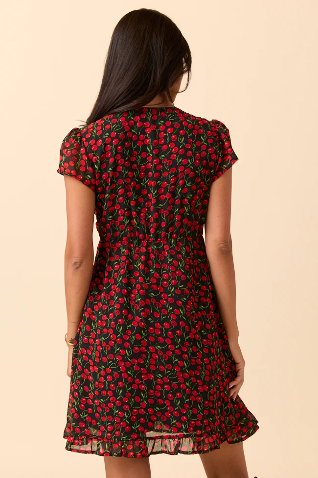 Amari Black Cherry Print Dress SALE - Terpint