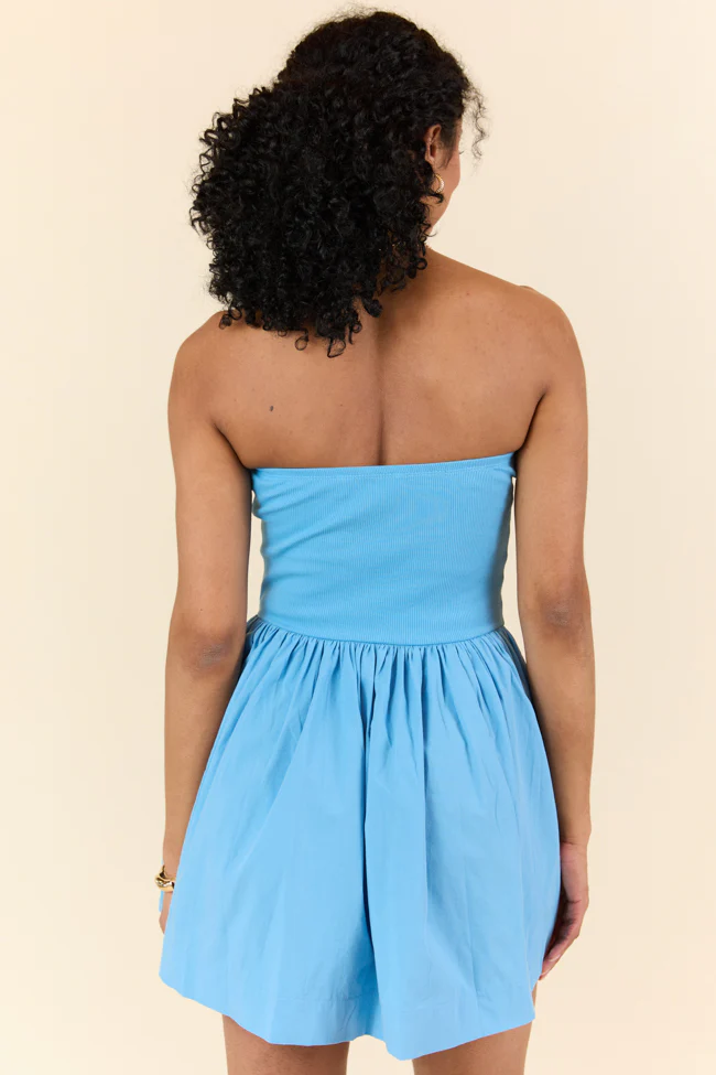 Ready By Noon Blue Strapless Fit and Flare Dress SALE - Terpint