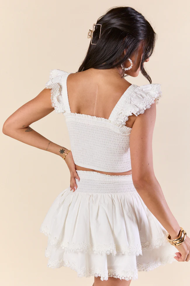 Sweet Talk White Flutter Shoulder Tank and Skort Set DOORBUSTER - Terpint
