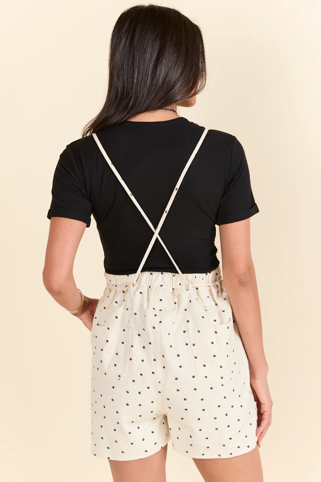 Better Perspective Black and White Daisy Denim Romper - Terpint