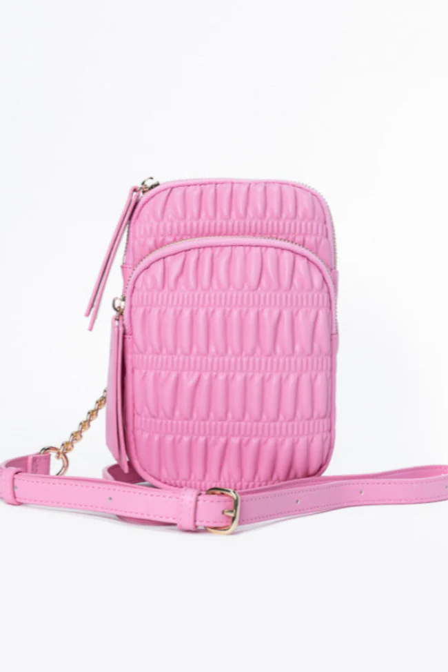 Pink Ruched Crossbody Purse DOORBUSTER - Terpint