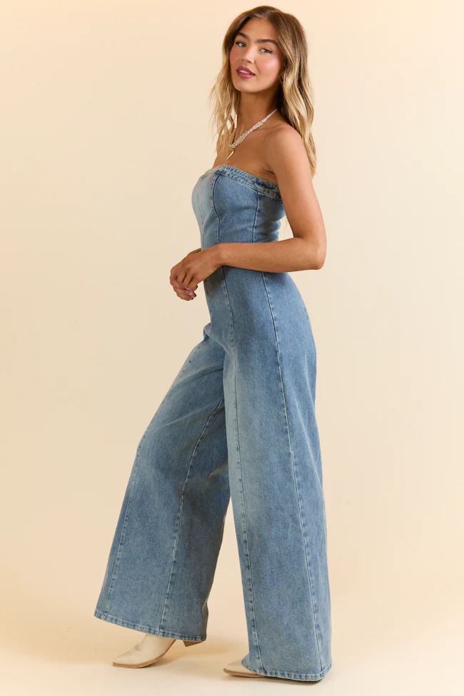 Nashville Nights Corset Denim Jumpsuit Just Classically Cassidy X Pink Lily - Terpint