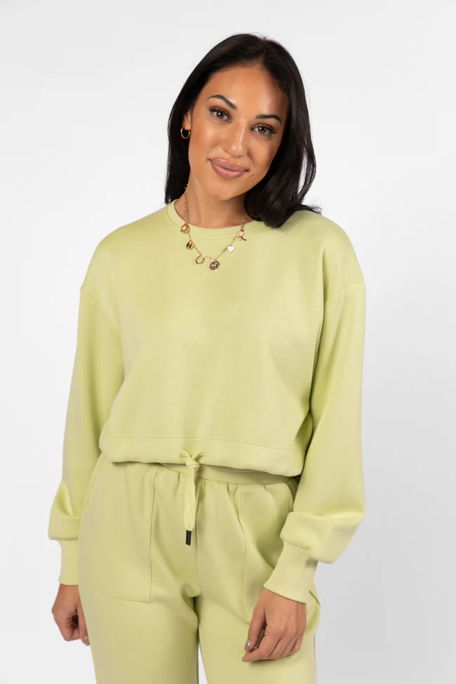 Only One Lime Drawstring Hem Pullover FINAL SALE - Terpint