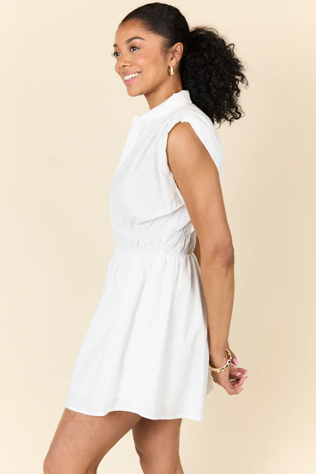 Simply Unforgettable White Collared Dress FINAL SALE - Terpint