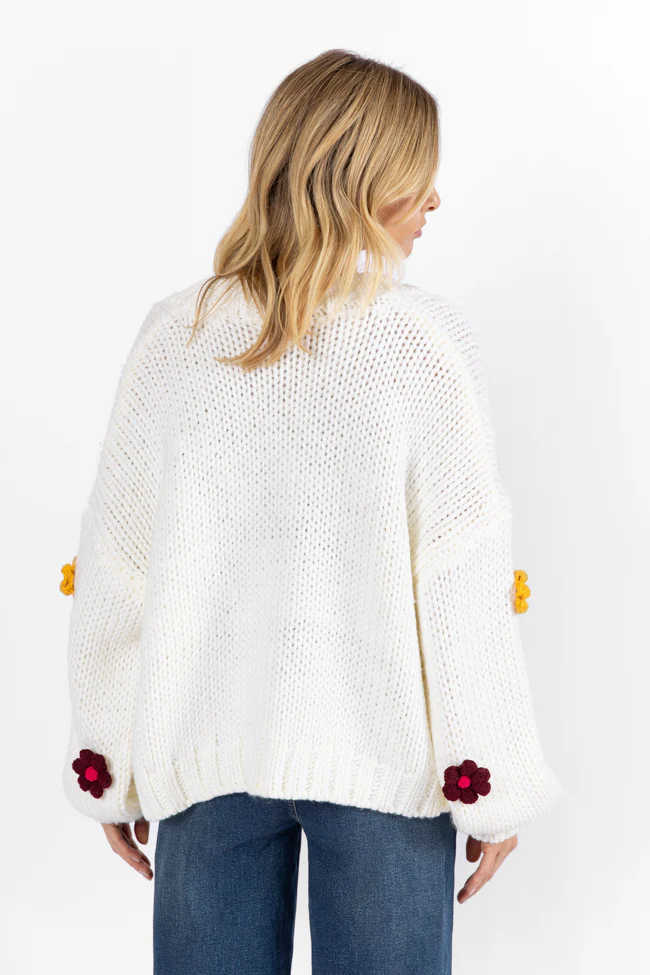 The Way I Feel Ivory Multi Flower Embroidered Cardigan FINAL SALE - Terpint