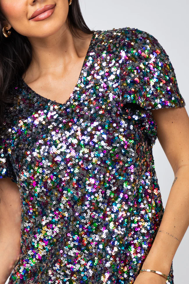 Celebrate Good Times Multi Sequin Mini Dress FINAL SALE - Terpint