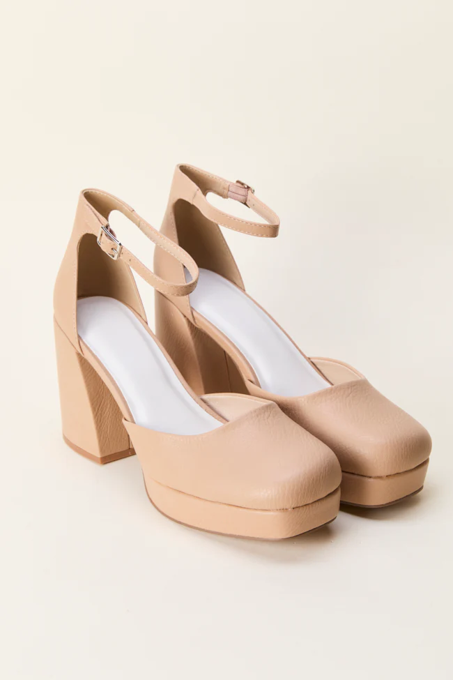 Oslo Natural Buckle Platform Heels - Terpint