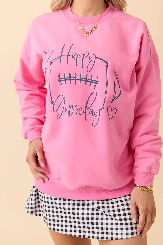 Happy Gameday Pink Graphic Sweatshirt - Terpint