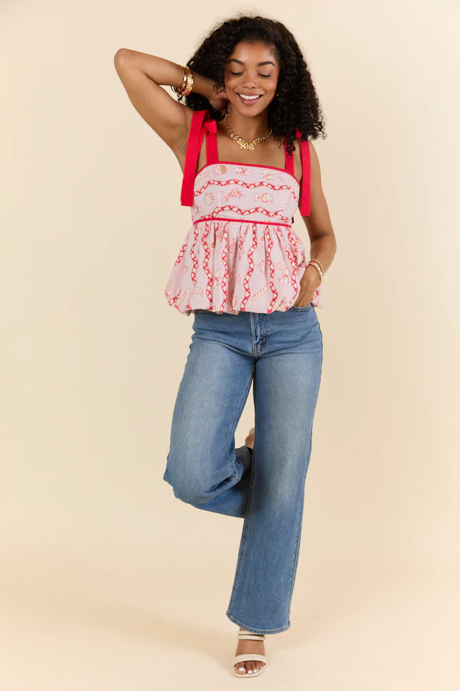 French Picnic Red Tie Sleeve Tank FINAL SALE - Terpint