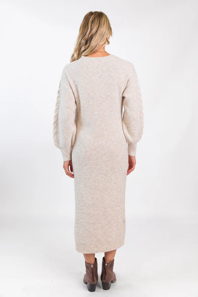 Stay On Your Mind Oatmeal Cable Knit Midi Dress FINAL SALE - Terpint