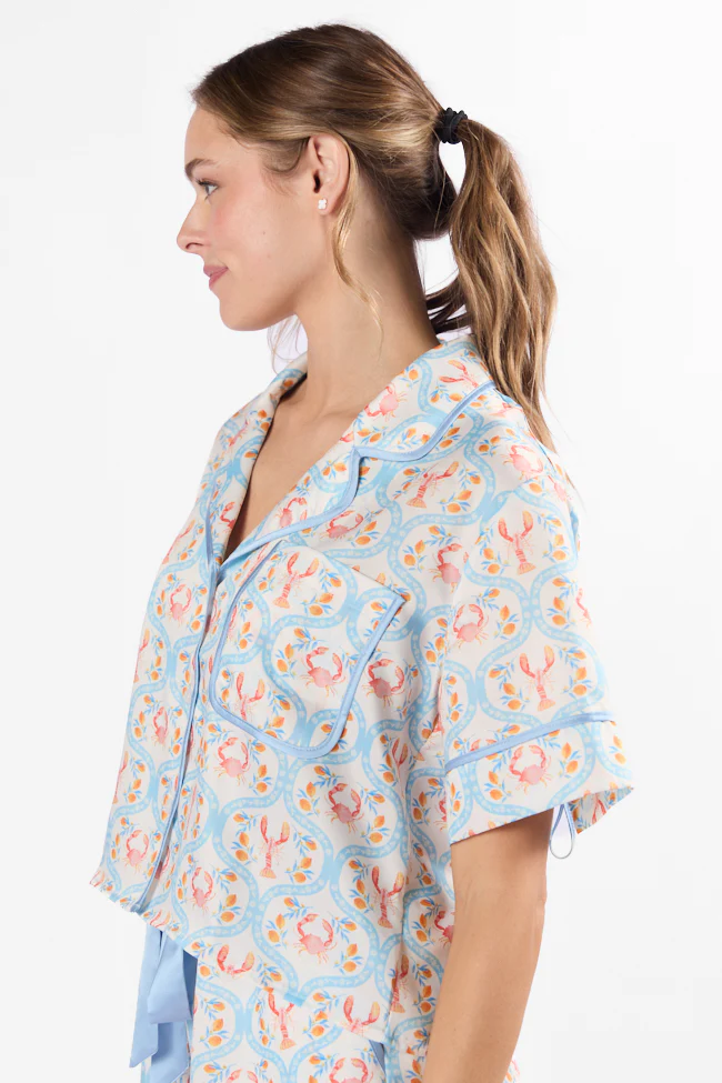 Rest Up In The Cutest Catch Satin Pajama Top FINAL SALE - Terpint