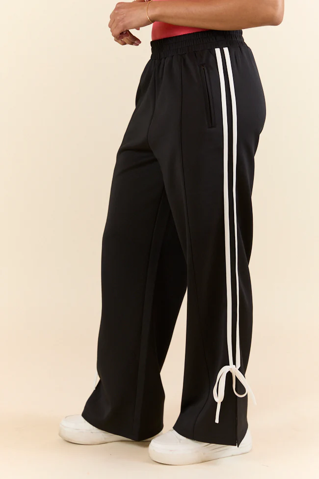 Push The Limits Black Bow Detail Track Pants - Terpint