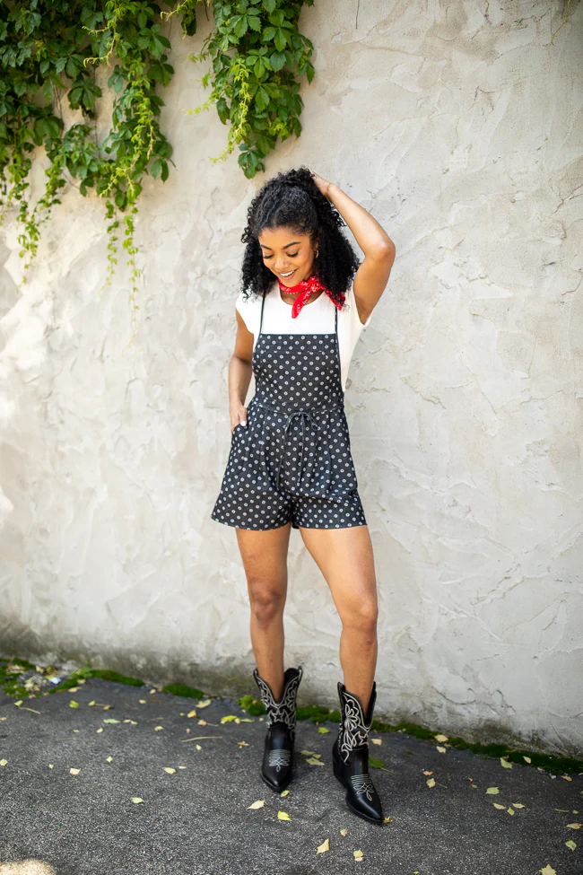 Better Perspective Black Floral Denim Romper - Terpint
