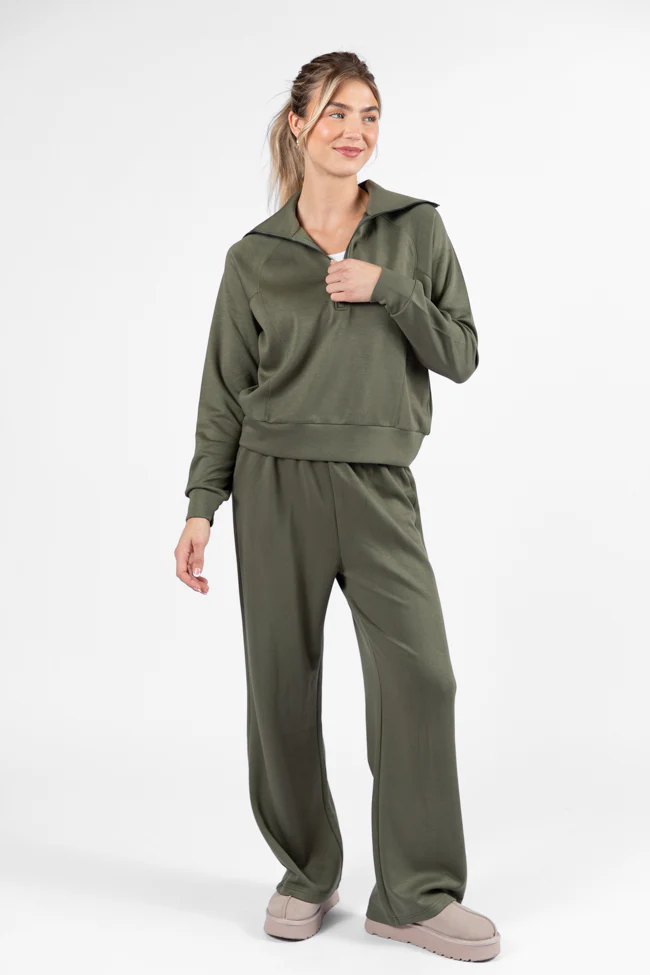 Let's Just Stay Green Quarter Zip Knit Pullover FINAL SALE - Terpint