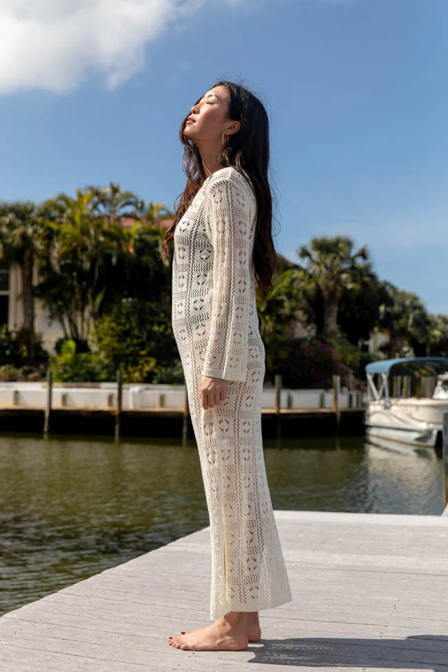 Being Shady Natural Open Knit Midi Cover Up FINAL SALE - Terpint