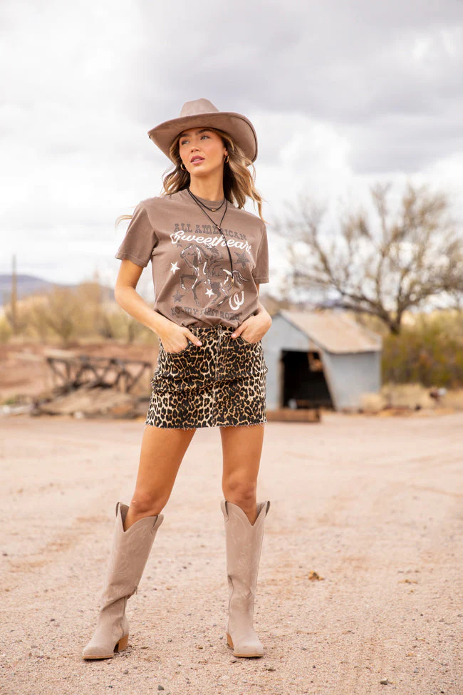 All American Sweetheart Brown Graphic Tee DOORBUSTER - Terpint