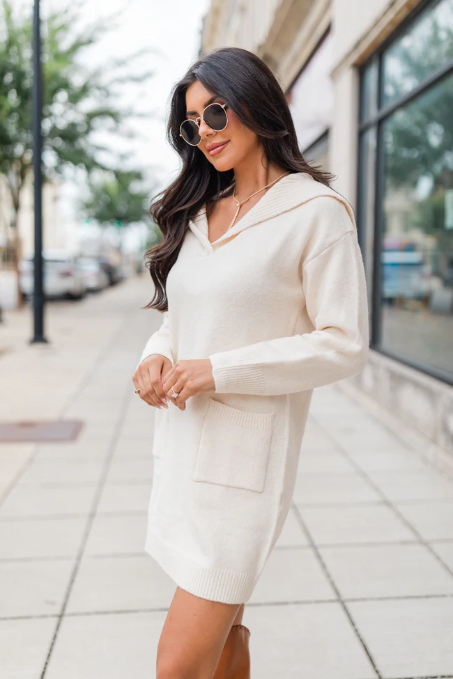 What It Seems Ivory Collared Sweater Dress FINAL SALE - Terpint