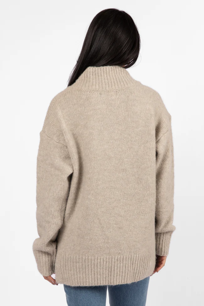 Relax Oatmeal Slouchy V-Neck Sweater FINAL SALE - Terpint