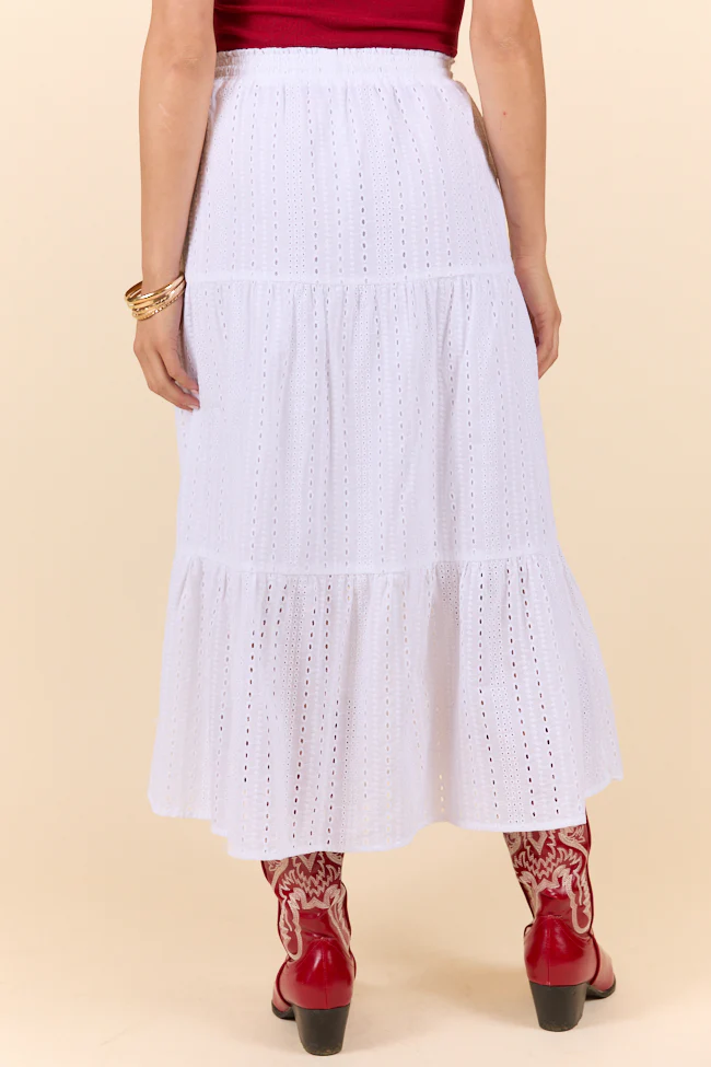 Be Yourself White Drawstring Eyelet Skirt FINAL SALE - Terpint