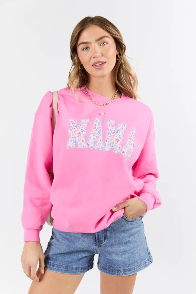 Mama Floral Pink Graphic Sweatshirt - Terpint