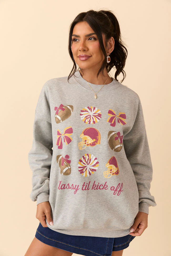 Football Icon Gold and Cardinal Light Grey Graphic Sweatshirt - Terpint