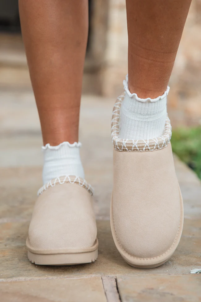 Sydney Light Beige Short Slip-On Booties FINAL SALE - Terpint