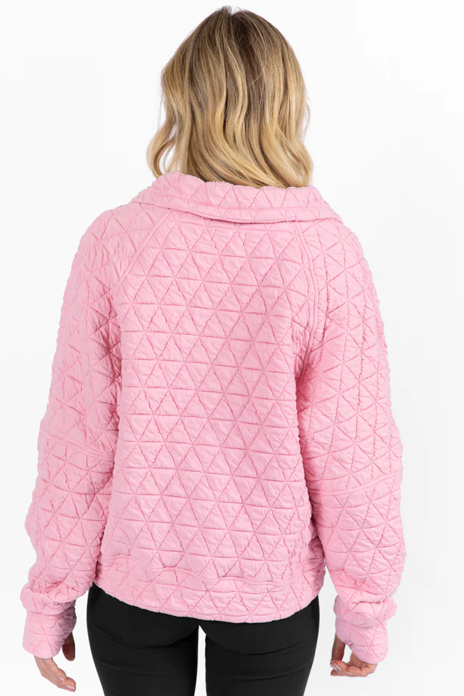 Love Is Everything Pink Quilted Quarter Zip Pullover FINAL SALE - Terpint