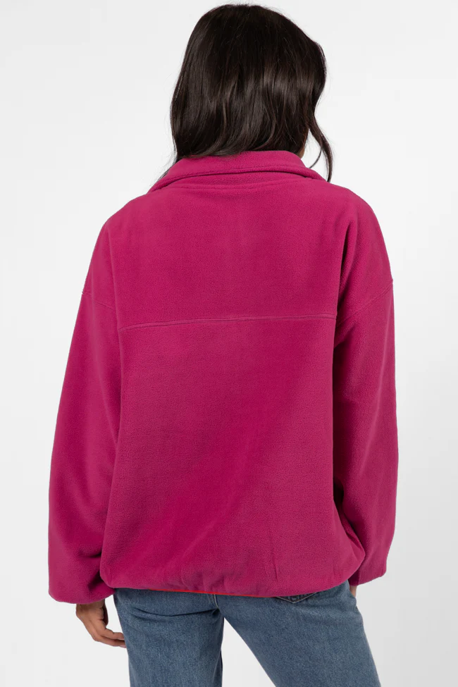 Outside The Box Magenta Contrast Trim Fleece Pullover FINAL SALE - Terpint