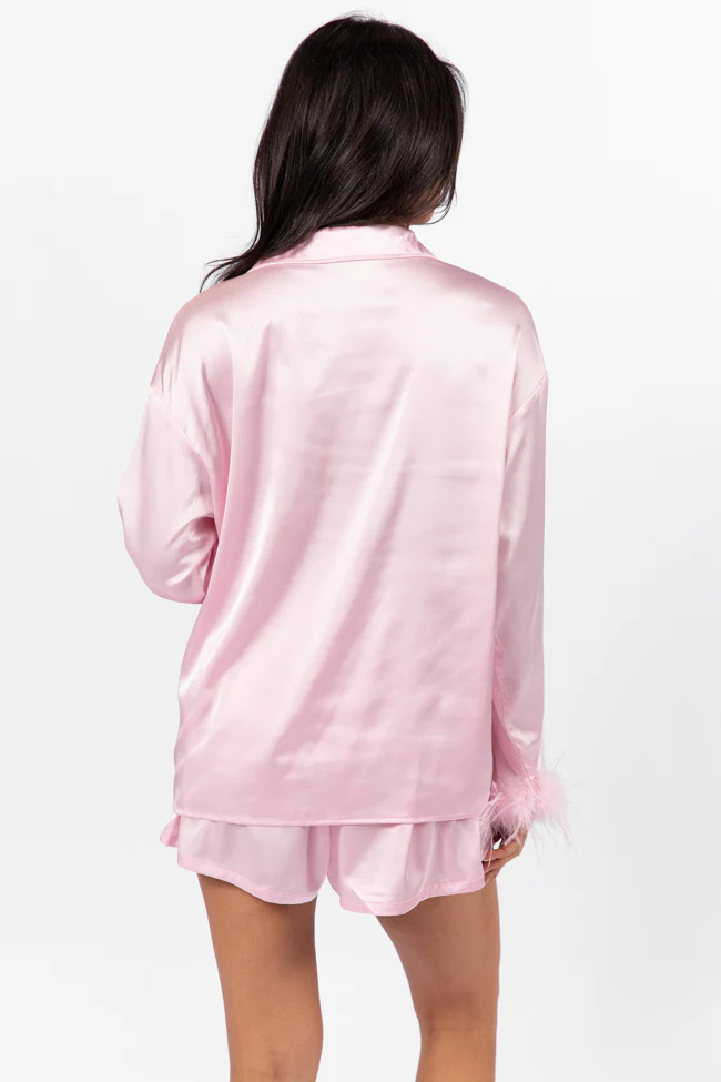 Early Riser Pale Pink Satin Pajama Top FINAL SALE - Terpint