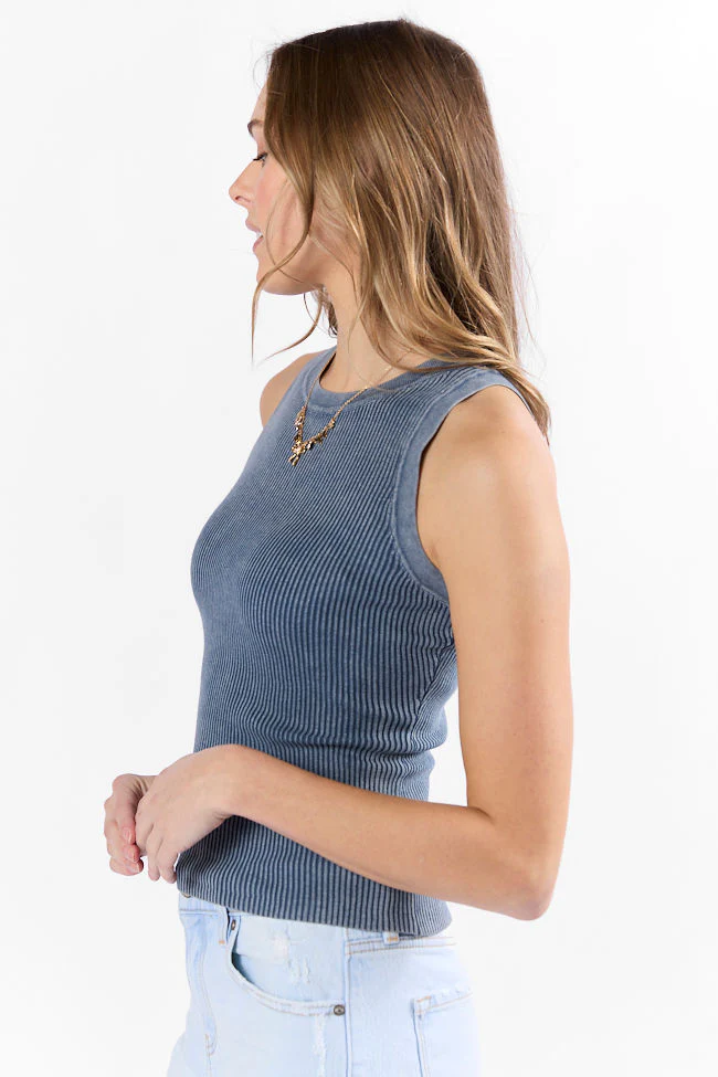 Back To Square One Acid Washed Ribbed High Neck Tank DOORBUSTER - Terpint