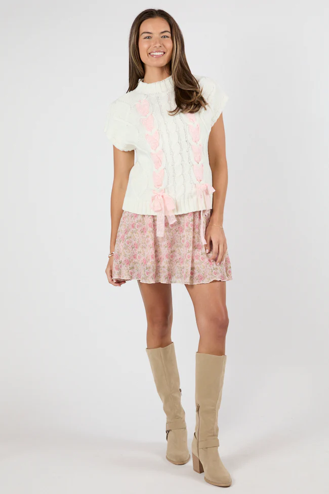 Brunch and Beyond Pink Multi Pleated Belted Floral Skort DOORBUSTER - Terpint