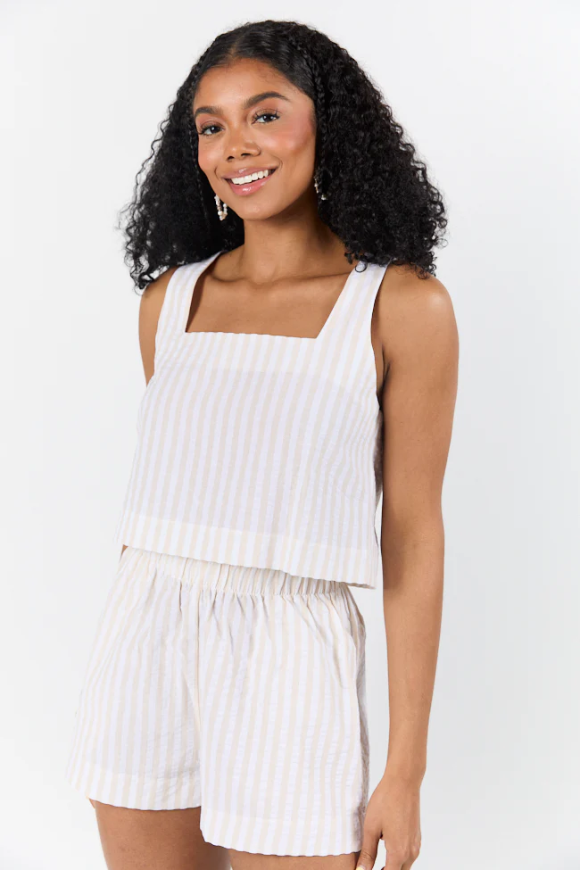 Can't Convince Me Ivory and Taupe Striped Woven Set FINAL SALE - Terpint
