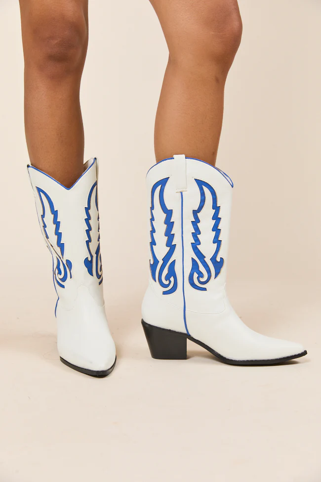 Patti Blue and White Western Boots - Terpint