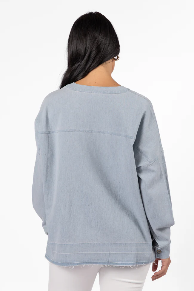 Before Daylight Light Wash Chambray Blouse FINAL SALE - Terpint