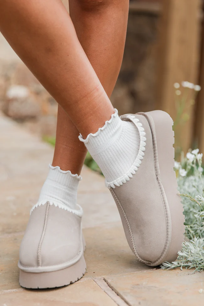Gabbie Grey Embroidered Slippers FINAL SALE - Terpint