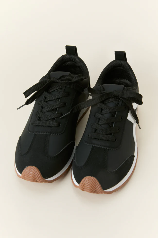 Madeline Black Stripe Sneakers SALE - Terpint