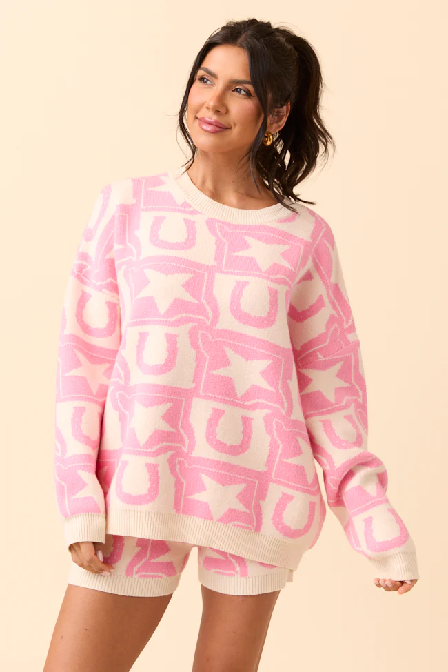 Jolene Pink Western Icon Lounge Sweater - Terpint